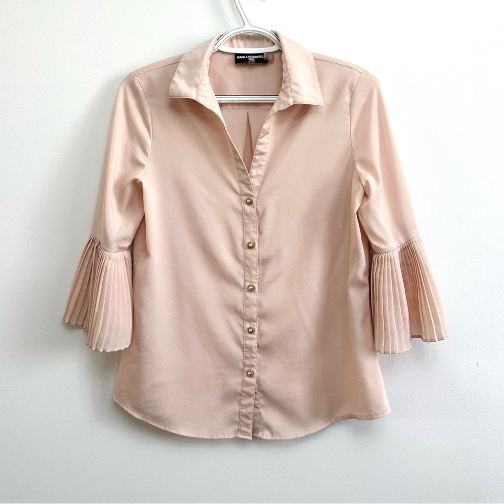 Karl Lagerfeld Button Up Long Sleeves Blouse with Pearl Buttons XS